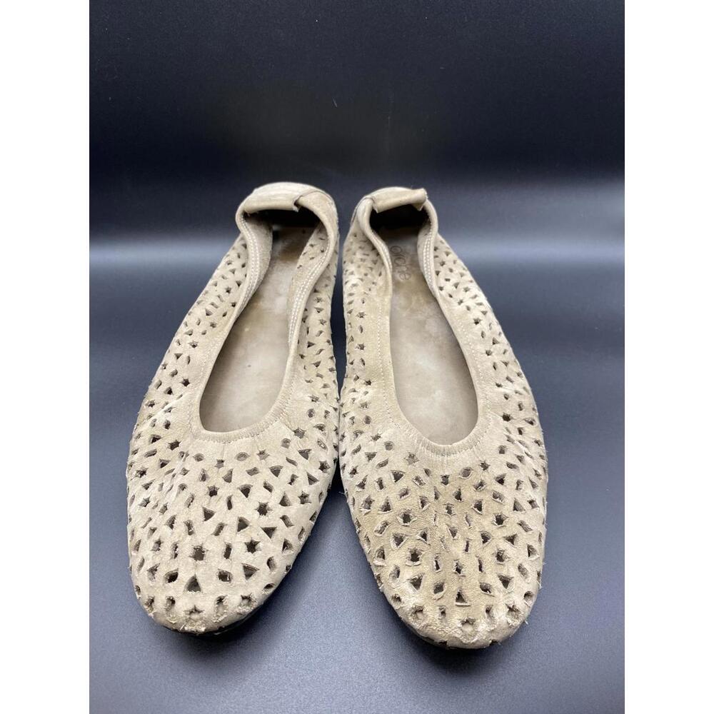 Arche Beige Suede Perforated Ballet Flats